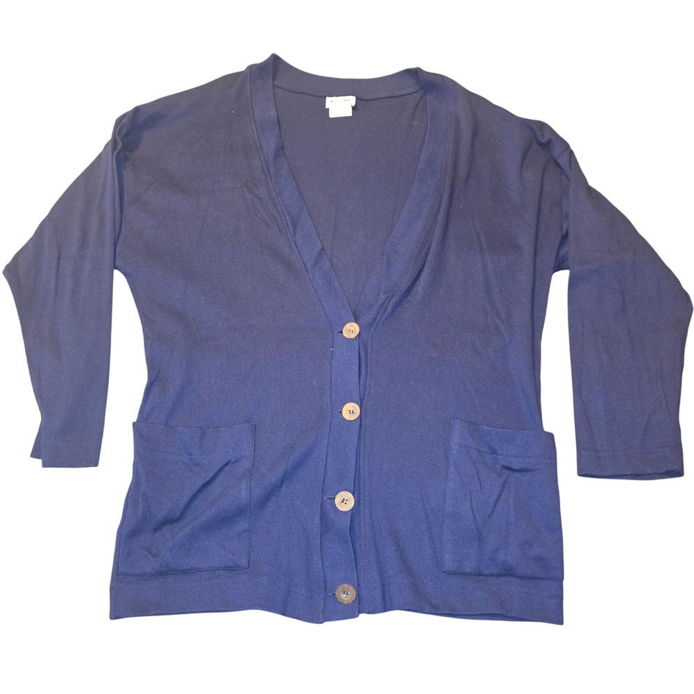 Vintage 1980s 1045 Park Women Medium Royal Blue Carnigan Sweater Button Up